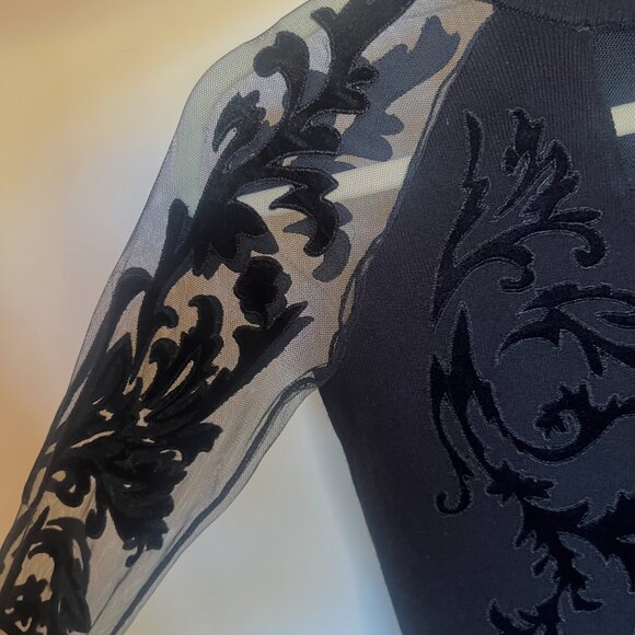 NWT - INC International Concepts Flocked-Velvet Illusion Sweater Size X-Small - Picture 10 of 11